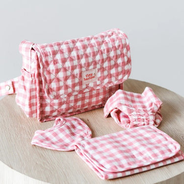 Dolls Nappy Bag Set - Pink Gingham